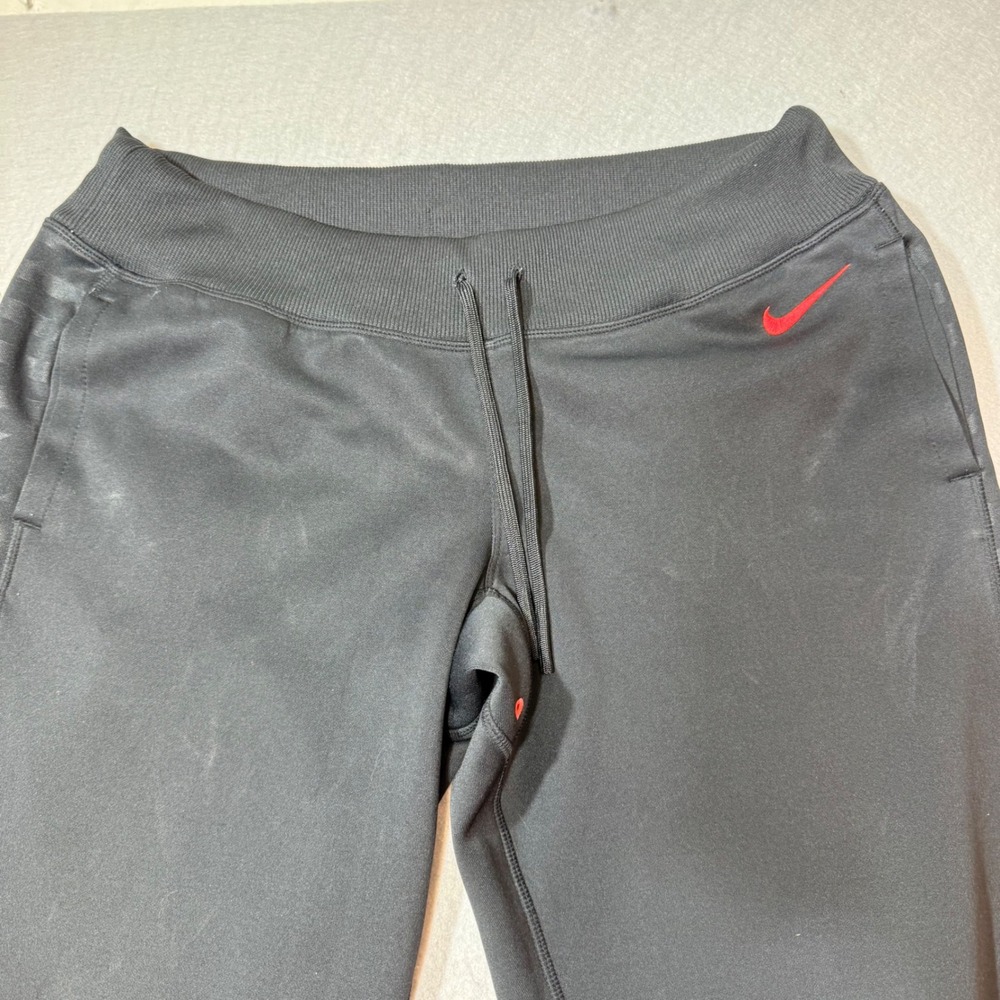 Nike Dri Fit Athletic‎ Jogger Pants Black Red Logo Zip Ankle Size L